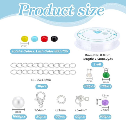 PH PandaHall DIY Bracelet Makings Kits, Glass Beads Charm Bracelet Kit Friendship Bracelet Making Kit Jewelry Making Kit for DIY Craft Stackable Bracelet Necklace Earring Jewelry Making