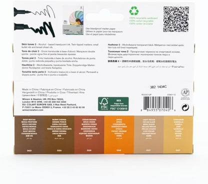 Winsor & Newton ProMarker Set, 6 Count, Skin Tones Set 2