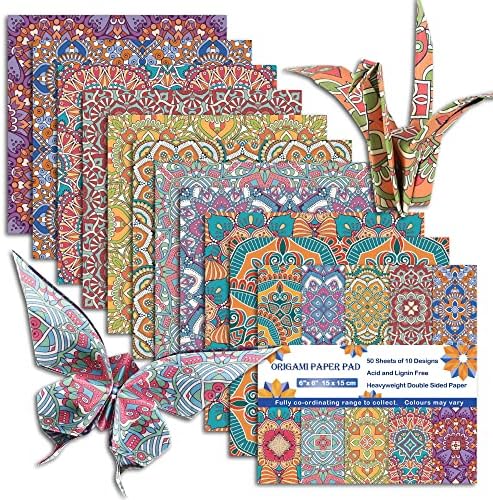 Origami Paper 6x6" Double Sided 50 Sheets 10 Colors Origami Kit,Craft Paper by Mifuner
