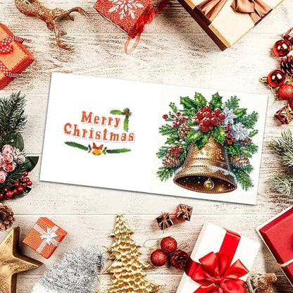jinglinhh 6pcs Diamond Art Painting Christmas Bell Greeting Cards with Envelopes, DIY Card Making Kits for Adults, Diamond Art Christmas Cards for Birthday Holiday Postcards - Image 6