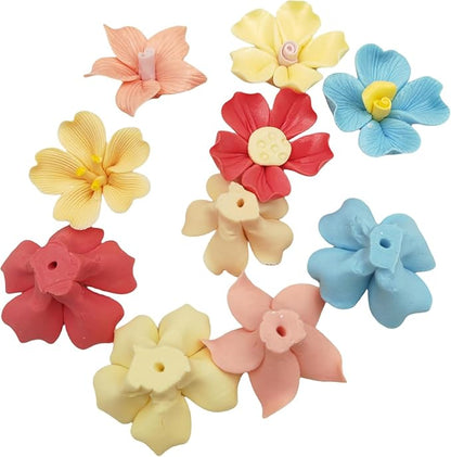 20PCS 3D Flower Ceramic Tiles,1.6" Handmade Procelain Ceramic Flowers for DIY Craft Plates Flowerpots Vases Cups Mosaic Making Supplies (3D Ceramic Flowers)