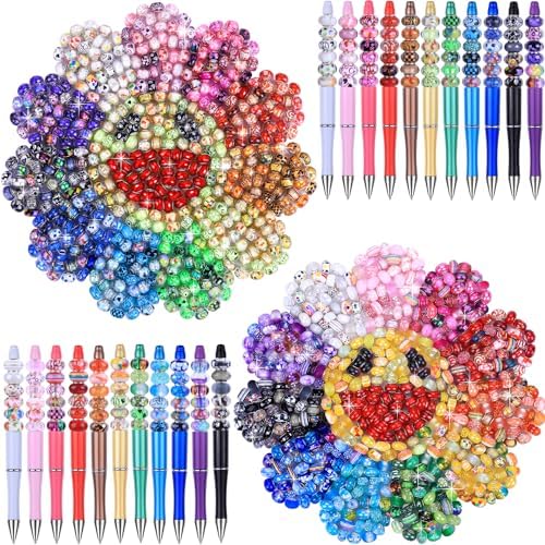 Aipridy 260 Pcs Large Hole European Beads, Craft Supplies Kit, Assorted Mixed Color Lampwork Spacer Beads for DIY Bracelet Jewelry Making (260, Mixed 11 Color Scheme) by AIPRIDY