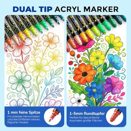 Betem48 Colors Dual Tip Acrylic Paint Markers, Fabric Decorating Kits - Image 3