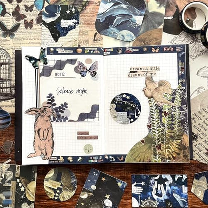 BoomTeck Vintage Aesthetic Scrapbooking Supplies, Bullet Junk Journal Kits with Scrapbook Paper, Washi Stickers, A6 Grid Notebook - DIY Craft Journaling Gift for Teen Girl Adult (Butterfly Garden) - Image 5