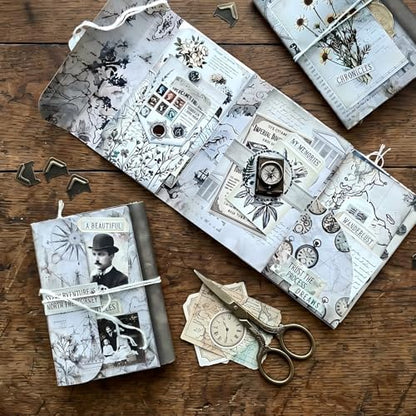 XINPOCUT Vintage Folding Folio Junk Journal Kit,Folio Booklet Craft Kit, Junk Journal Kit, Scrapbooking Supplies, Journaling Decor, Mini Folio Writer Folder Project, Arts & Crafts Gifts by Unknown