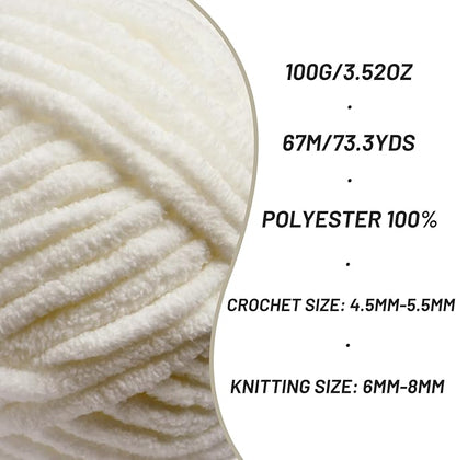 Chunky Chenille Yarn for Crocheting，Baby Yarn for Crocheting Soft Blankets，Bulky Yarns for Crochet Amigurumi，100g (74.3yds) Fluffy Velvet Yarns for Hand Knitting (Light Khaki)