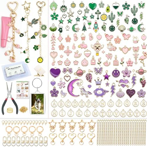 Kupor 342Pcs DIY Keychain Making Kit – 25 Keychains, Storage Box & Instruction,Great for Crafting Bag Charms, Keychain Charms Ideal for Craft Lovers (Eco-Friendly Materials) & Gift Shoppers by Unknown