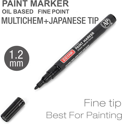 ZEYAR Oil-Based Paint Markers, Fine Point 24 Colors, AP Certified, Works on Rock painting, Wood, Glass, Metal, Ceramic and more (24 Colors Fine Point)