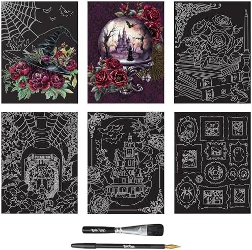 Brea Reese Scratch Art Paper Pad - Witching Hour Kit with 6 Metallic - Image 3