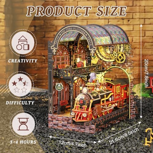 DIY Book Nook Kit, 3D Wooden Puzzle Miniature House Kit Adult, Station - Image 2