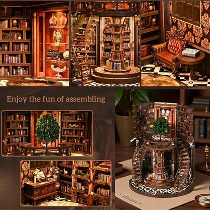 ISSEVE Book Nook Kit, Library Booknook Kits Dollhouse Bookshelf Decoration - Image 6