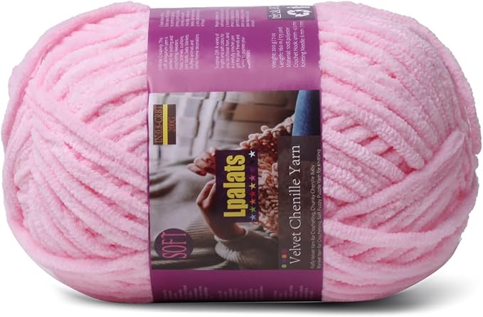 Chunky Chenille Yarn for Crocheting - 200g/7oz Baby Blanket Yarn for Crocheting Soft - 175 Yards Fluffy Thick Plush Yarns for Knitting Blankets Amigurumi (1, Pale Pink)