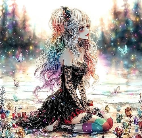 Jiqinsiye Girl Adults Paint by Number Kits,Female Painting by Number Kits on Canvas,Large Color by Numbers Adult Watercolor Gifts for Friends Wall Decor by Unknown