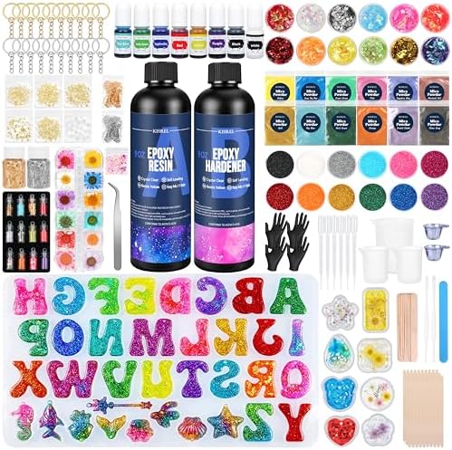 KISREL 18OZ Epoxy Resin Kit, Resin Kit with Alphabet Molds and Supplies by KISREL