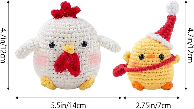 Crochet Kit for Beginners, Easy DIY Crochet & Knitting Kit for Adults with Step-by-Step Video Tutorials, Yarns, Stuffing, Crochet Hook and Accessories, Crochet Craft Set Birthday Gifts (Chicken)
