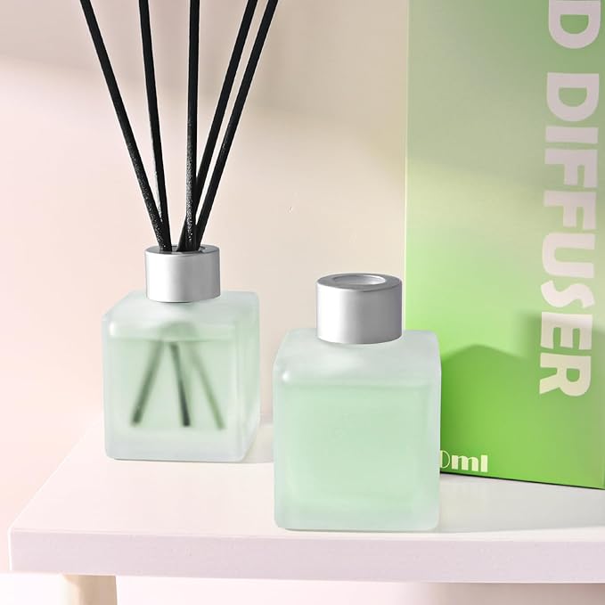 Aeeteek Reed Diffuser, Sea Salt & Lemon Scented Oils, Air Freshener Essential Oil Set with Diffuser Sticks, 3.4 oz Long Lasting Home Fragrance for Bedroom Office Shelf Bathroom Decor (2-Pack)