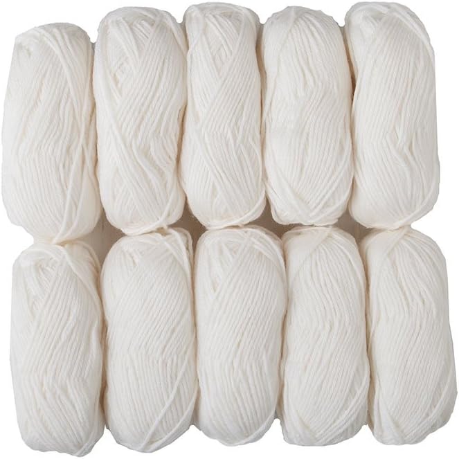 Knit Picks Wool of The Andes Yarn Pack - 10 Skeins of White 100% Wool Worsted Weight Yarn (White)