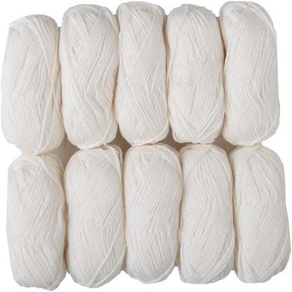 Knit Picks Wool of The Andes Yarn Pack - 10 Skeins of White 100% Wool Worsted Weight Yarn (White)