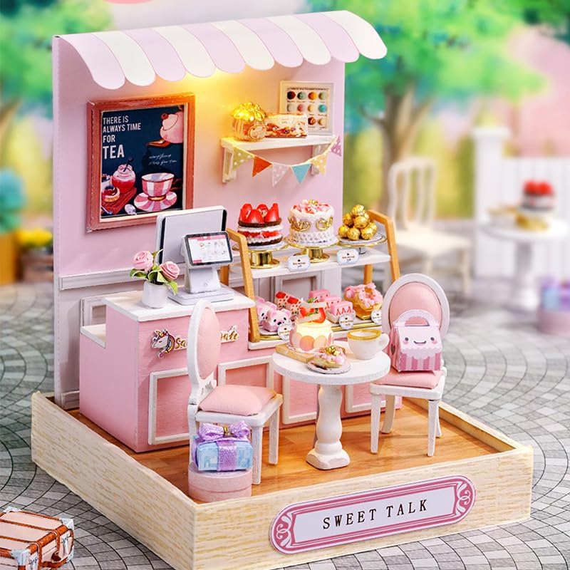 DIY Miniature Dollhouse Kits - Wooden Mini Model House with LED Lights, Tiny Furniture & Accessories – Craft Building Kits for Adults (Sweet Talk) – Birthday Valentine's Gift - Image 2