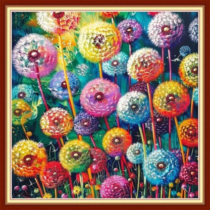 Joyhoor Stamped Cross Stitch Kits for Beginners, Needlepoint Kits for Adults, 11CT Counted Embroidery Kits-Colorful Dandelion 18x18 inchs by JoyhoorCrossStitchKits