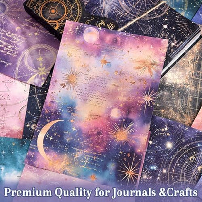 icceemee 160 Sheets of Starry Sky Scrapbook Paper, journaling Scrapbook Supplies Craft Collage Paper Set, Junk Journal Bullet Journal Poster Room Decor for Card Making Decorative Gifts - Image 5