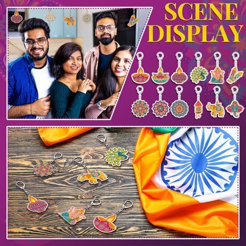 RattanView 24 Pcs Diwali Craft Keychains DIY Keychain, 12 Styles - Image 5