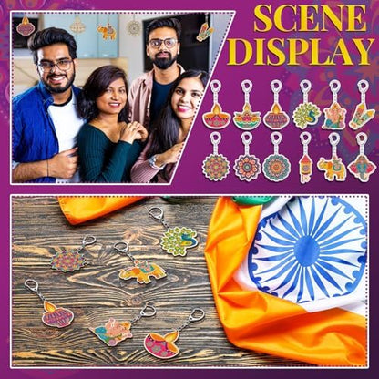 RattanView 24 Pcs Diwali Craft Keychains DIY Keychain, 12 Styles - Image 5
