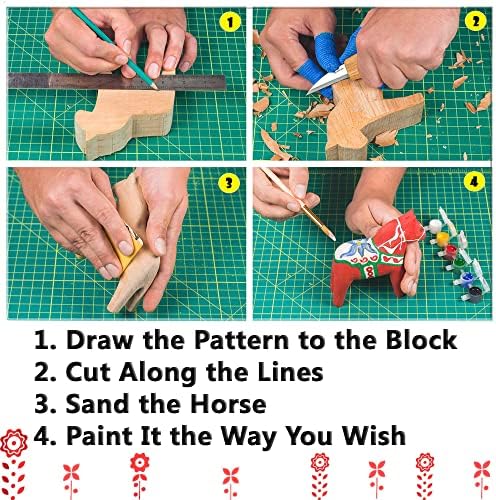 BeaverCraft Wood Carving Kit with Whittling Knife & Basswood - Whittling Set DIY 02 Dala Horse - Hobbies for Adults and Teens - Wood Carving Tools - Hobby Gifts - Image 4