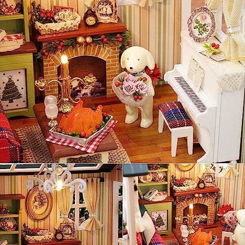 TuKIIE DIY Miniature Dollhouse Kit, 1:24 Scale Wooden Mini Doll House Accessories with Furniture for Kids Teens Adults(Holiday Times) - Image 5