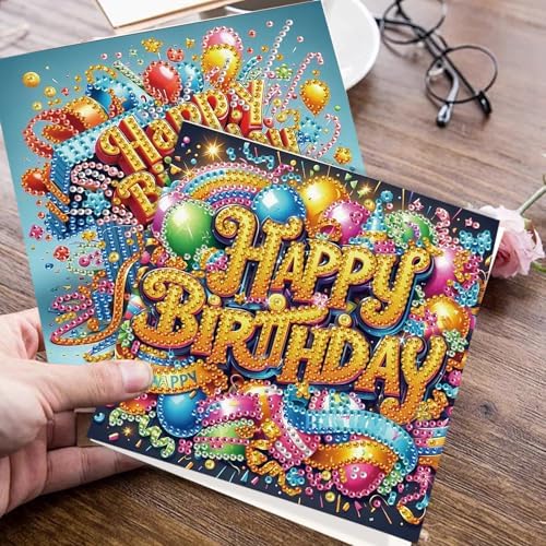 JISHSHAY 6 PCS Diamond Painting Greeting Cards Birthday Cake Diamond Art Happy Birthday Cards with Envelopes Gem Art Mosaic Kits for Adults, for Anniversary Valentine Thank You Graduation All-Occasion - Image 6