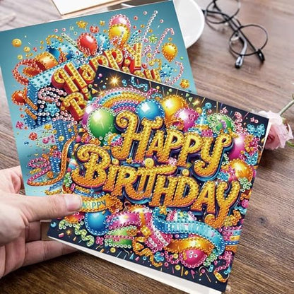 JISHSHAY 6 PCS Diamond Painting Greeting Cards Birthday Cake Diamond Art Happy Birthday Cards with Envelopes Gem Art Mosaic Kits for Adults, for Anniversary Valentine Thank You Graduation All-Occasion - Image 6