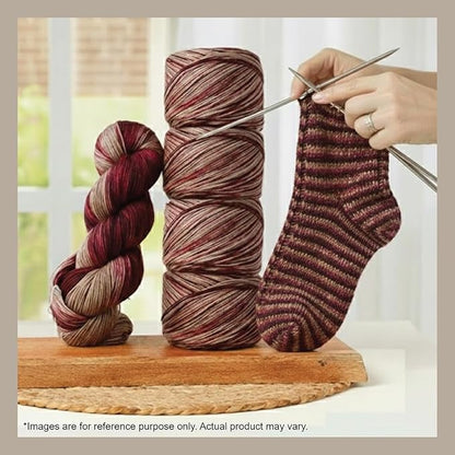 KnitPro Symfonie Hand Dyed Yarn | Extra Fine Merino Wool & Polyamide Blend for Knitting & Crocheting, Fingering Weight, Oeko-TEX Certified 400m, 100g Skein | Terra Variegated Cafe Rose