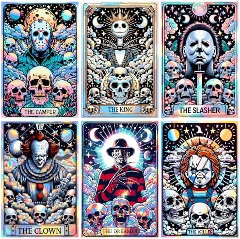 Clendo 6 Packs Halloween Paint by Number Kits for Adults, Horror Movie Adult's Painting by Numbers on Canvas, Easy Acrylic DIY Oil Painting on Canvas, Home Wall Decor(12x16in No Frame) by Clendo