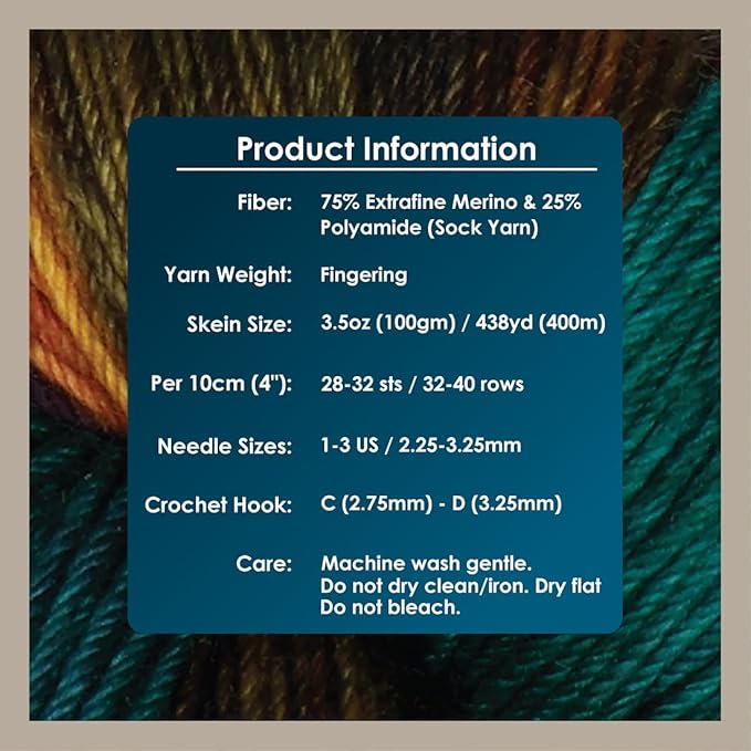 KnitPro Symfonie Hand Dyed Yarn | Extra Fine Merino Wool & Polyamide Blend for Knitting & Crocheting, Fingering Weight, Oeko-TEX Certified 400m, 100g Skein | Terra Variegated Harvest Vine