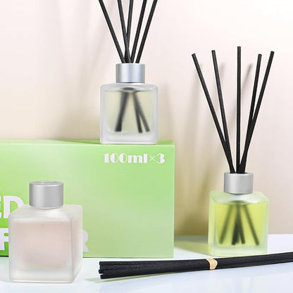 Aeeteek 3-Pack Reed Diffuser, Jasmine White Tea/Lily/Peony Scented Oil, Flower Aroma Essential Oil with Diffuser Sticks, Long Lasting Bathroom Air Freshener, Home Fragrance for Room Decor