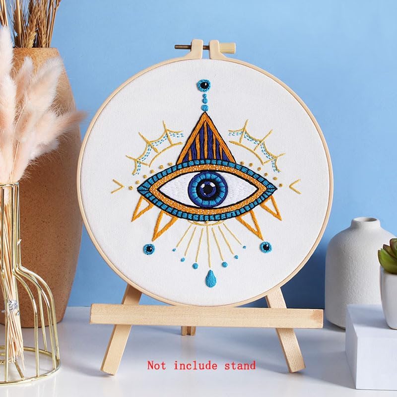 Konrisa 3 Pcs Embroidery Kits with Tarot Cards and Eyes Pattern, Stamped Embroidery Starter Kit for Beginners Adults Needlepoint Kits DIY Sewing Cross Stitch Practice Kit Home Decoration - Image 6