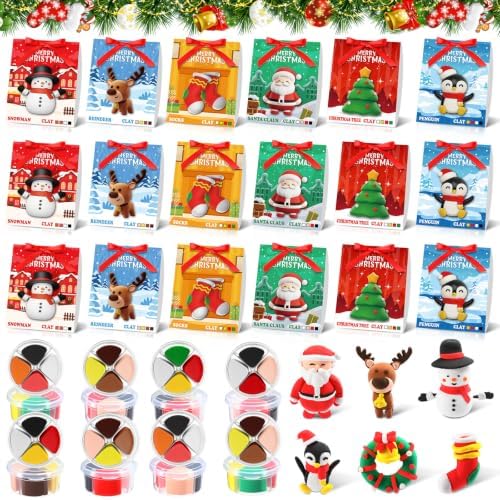 Capoda 24 Set Christmas DIY Craft Kit Christmas Air Dry Clay Kit by Capoda