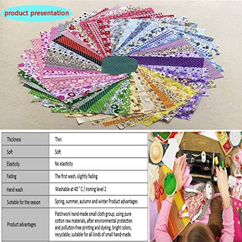 50 Pcs 4" x 4" Craft Fabric, Craft Bundle Patchwork, Pre-Cut Quilt Squares, Quilting Fabric Bundles with Sewing Kit for DIY Artcraft Pattern - Image 5
