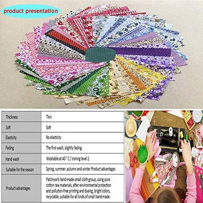 50 Pcs 4" x 4" Craft Fabric, Craft Bundle Patchwork, Pre-Cut Quilt Squares, Quilting Fabric Bundles with Sewing Kit for DIY Artcraft Pattern - Image 5