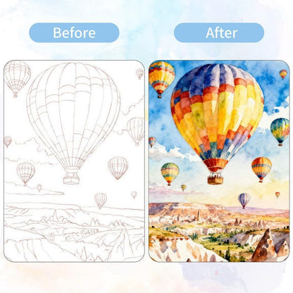 Watercolor Coloring Book for Adults, 2-Pack Watercolor Workbook Kit for Beginners with 24 Colors, 2 Water Brushes, 32 Pages, 240gsm Thick Watercolor Paper, Stress Relief Art Gift (Travel & Animal) - Image 3
