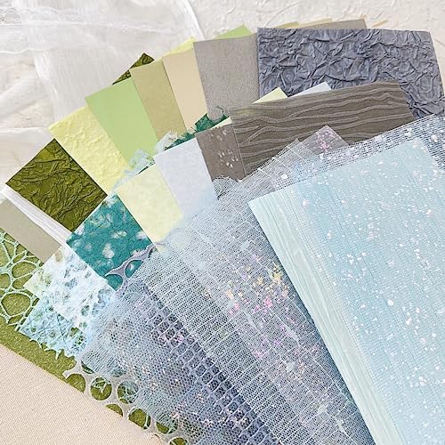 30 Pcs Handmade A5 Textured Scrapbook Paper and Mesh, Junk Journal Supplies - Image 5