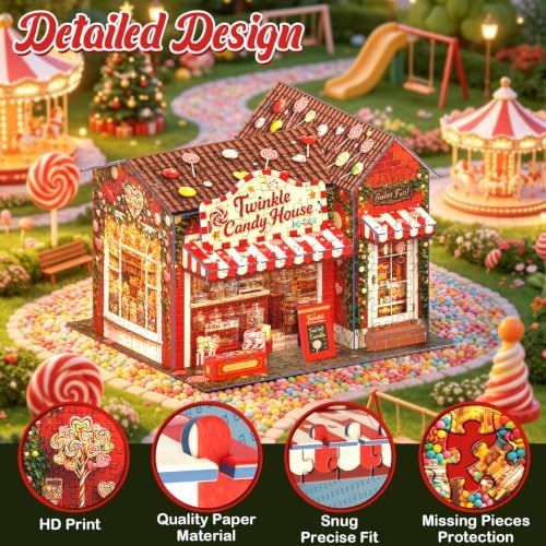 3D Puzzle for Adult,Twinkle Candy House Miniature Kit Building for Beginner - Image 2