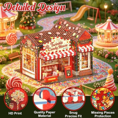 3D Puzzle for Adult,Twinkle Candy House Miniature Kit Building for Beginner - Image 2