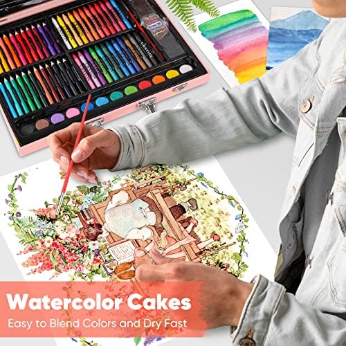 Soucolor 183 Art Set Drawing Painting Kit,Crayons Pastels Markers,Kids Gift - Image 5