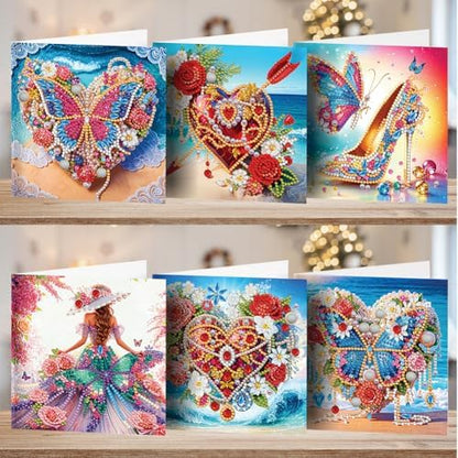 C'eitura Jeweled Diamond Art Painting Greeting Cards, 6Pcs DIY Card Kit - Image 3