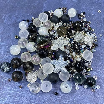 Assorted Glass Resin Beads Multi Size Colors Smooth Cracked Gravel Millet Spacer Beads for Bracelets Necklace Earring DIY Jewelry Making Craft(Moon Shadow White Series) - Image 5