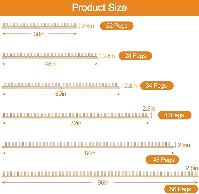 QWM 60“ Chunky Blankets Loom Knitting Looms Long Installation Free and Adjustable Foldable Portable Extra Loom Large 38,48,60, 72,84,96 Inch(60inch)