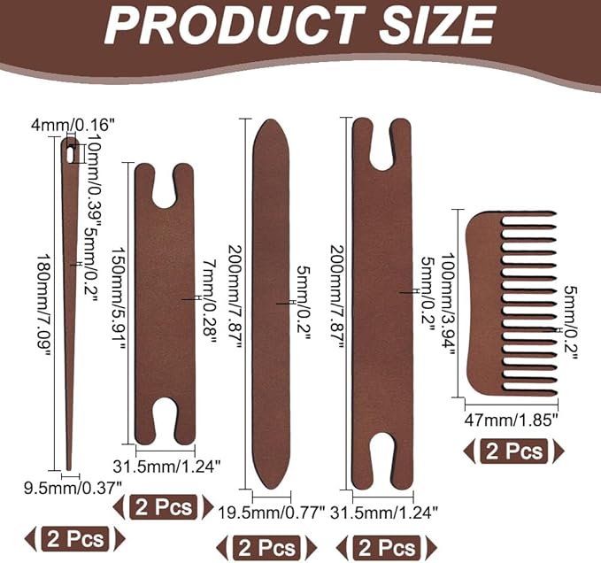 AHANDMAKER 2 Sets Wood Knitting Loom Tool Kits 5 Pieces Knitting Weaving Loom Tools Shuttle Weaving Stick for Beginner Weaving DIY Craft Weaving Accessories