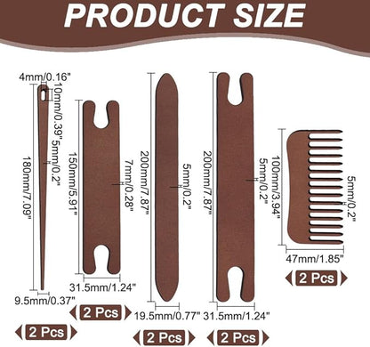 AHANDMAKER 2 Sets Wood Knitting Loom Tool Kits 5 Pieces Knitting Weaving Loom Tools Shuttle Weaving Stick for Beginner Weaving DIY Craft Weaving Accessories