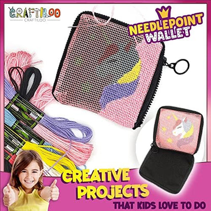 Needlepoint Kit for Kids Ages 6-12 - Unicorn Wallet Cross Stitch Craft - Image 3